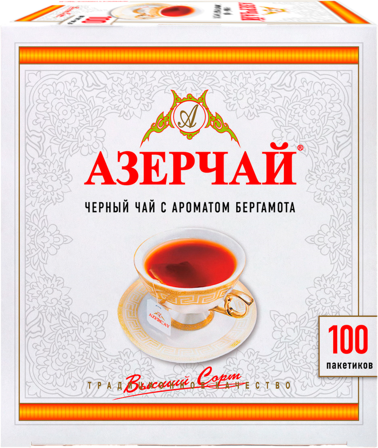 Чай черный АЗЕРЧАЙ с ароматом бергамота, 100пак