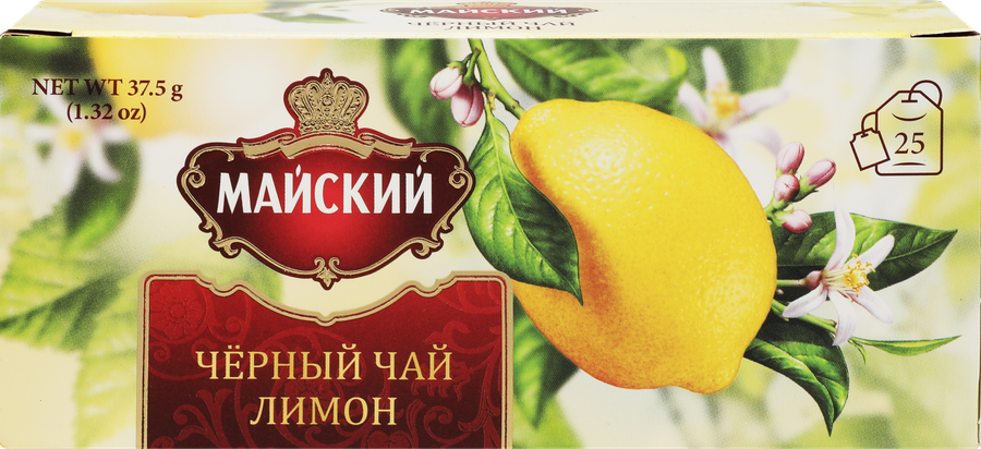Чай черный МАЙСКИЙ с ароматом лимона байховый, 25пак