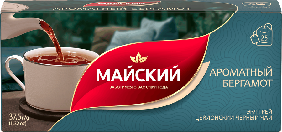 Чай черный МАЙСКИЙ Ароматный бергамот, 25пак