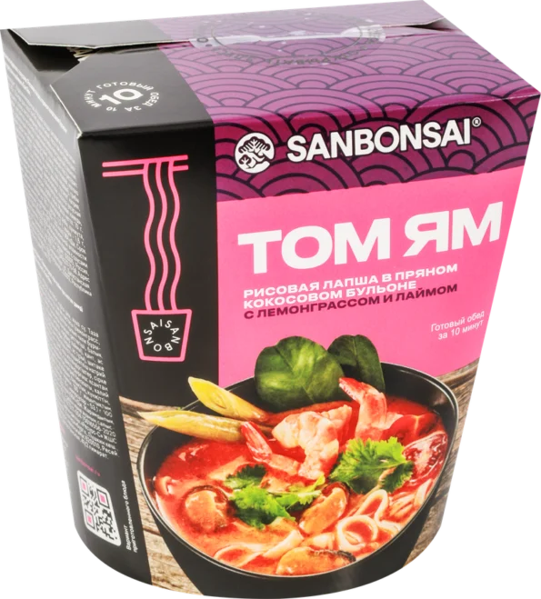 Лапша рисовая SANBONSAI Том Ям, в пряном кокосовом бульоне с лемонграссом и лаймом, 123г - E29E9372 B3F2 4A12 86E6 B72Db397Bdc4