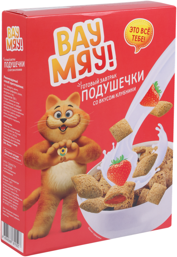 Готовый завтрак ВАУ МЯУ Подушечки со вкусом клубники, 200г - Faf074C6 C4Af 4D85 A973 23Bb19063E70